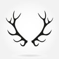 Deer antlers. Horns icon isolated on white background. Vector black silhouette. Royalty Free Stock Photo